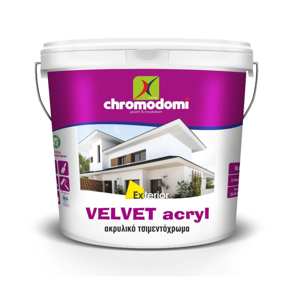 CHROMODOMI - VELVET ACRYL ΑΚΡΥΛΙΚΟ ΧΡΩΜΑ ΕΞΩΤΕΡΙΚΗΣ ΧΡΗΣΗΣ ΛΕΥΚΟ - 9Lt