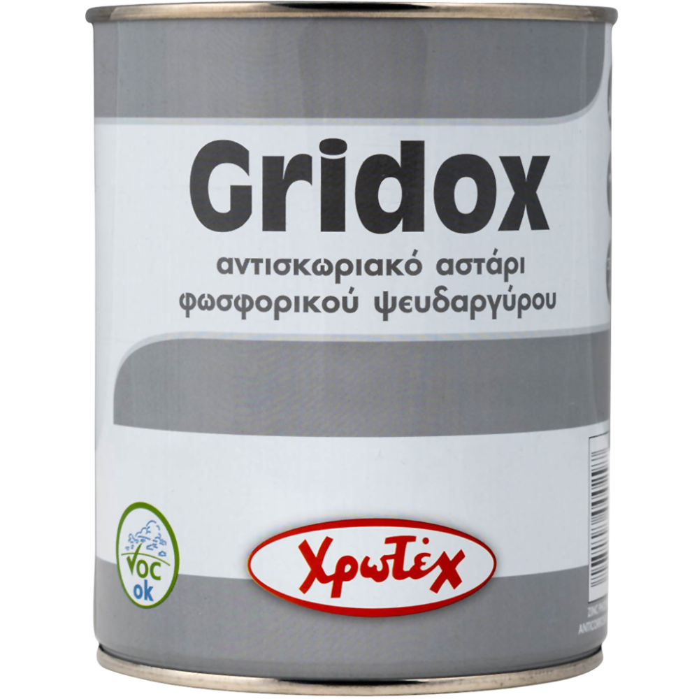 Χρωτεχ Gridox Αντισκωριακό Αστάρι Φωσφορικού Ψευδαργύρου Γκρι 0,75lt