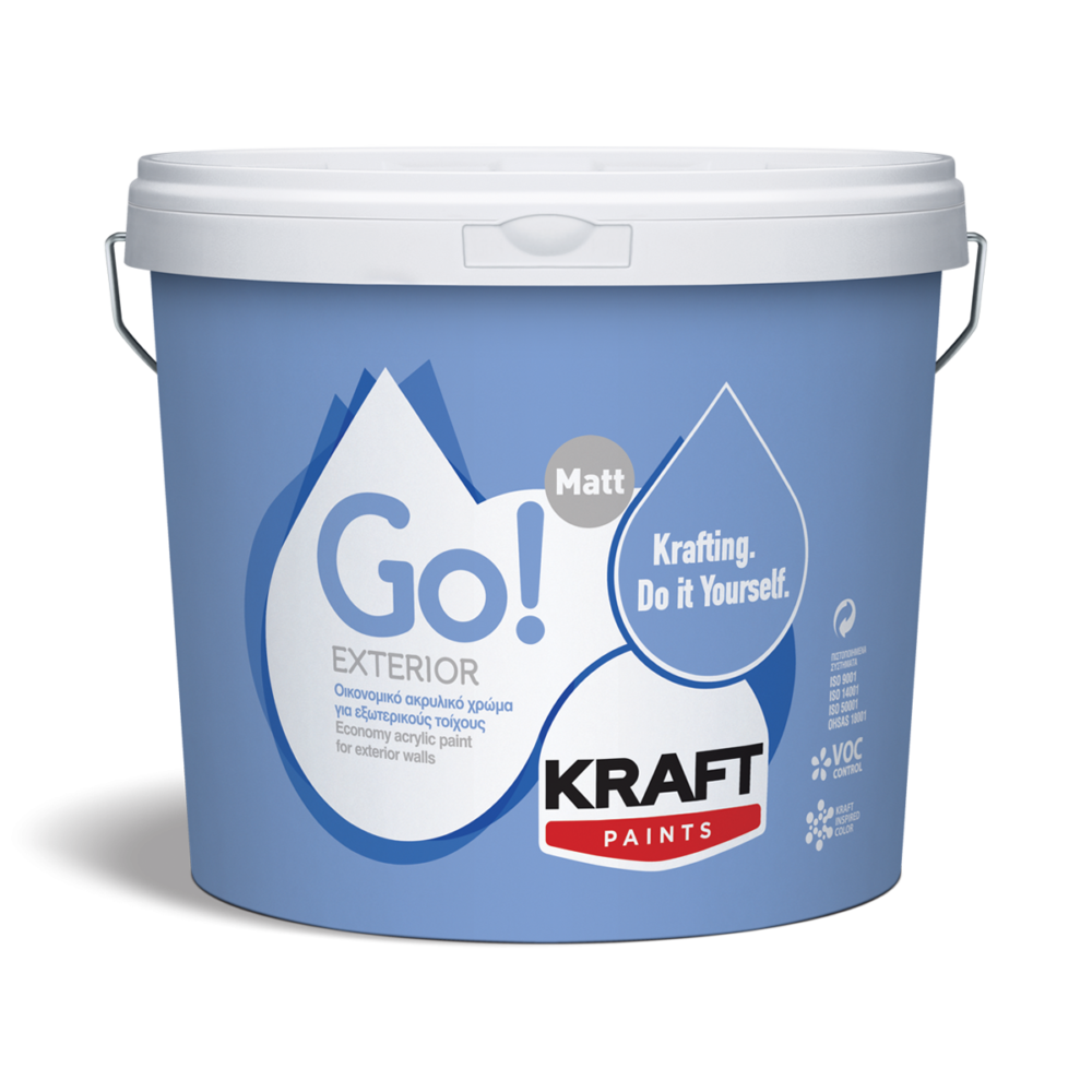 Kraft Go Exterior Οικονομικό Ακρυλικό Χρώμα Εξωτερικών Επιφανειών
