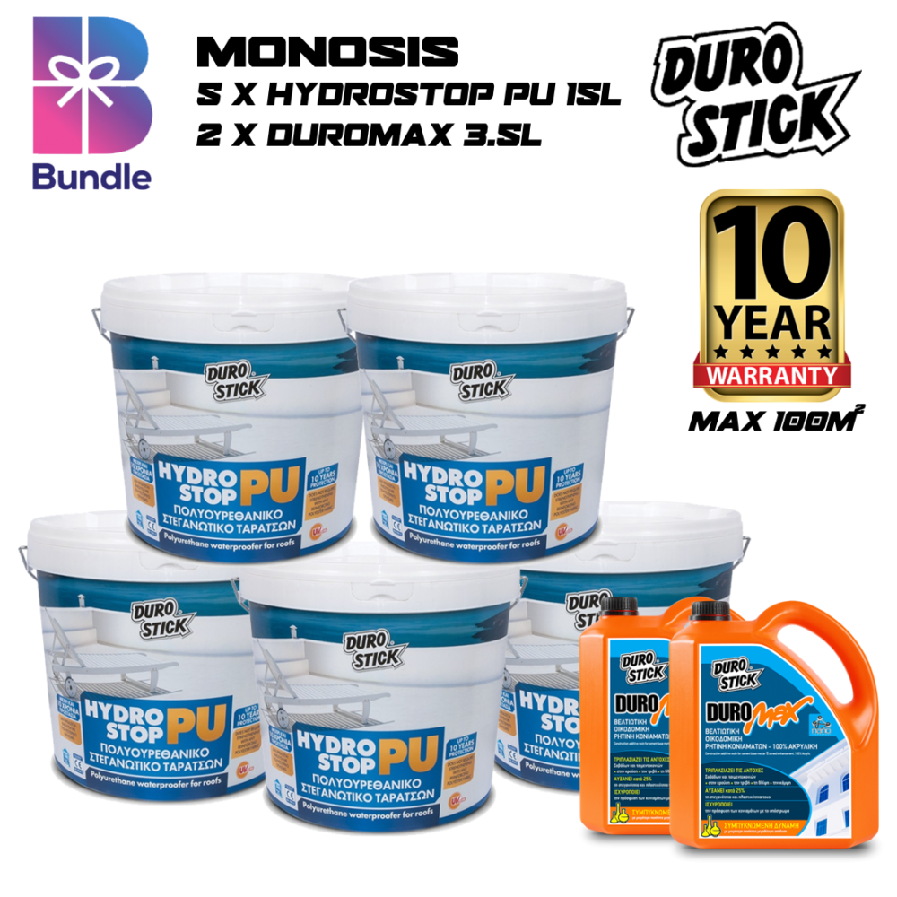 DUROSTICK MONOSIS BUNDLE : 5 X Hydrostop PU 15L + 2 X Duromax 3.5L