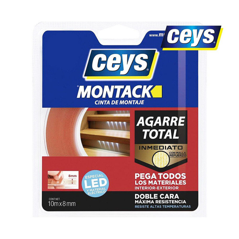 Ceys Montack Total Grip Ταινία Διπλής Όψεως Για Led Ταινία  8mm X 10m - Διάφανες