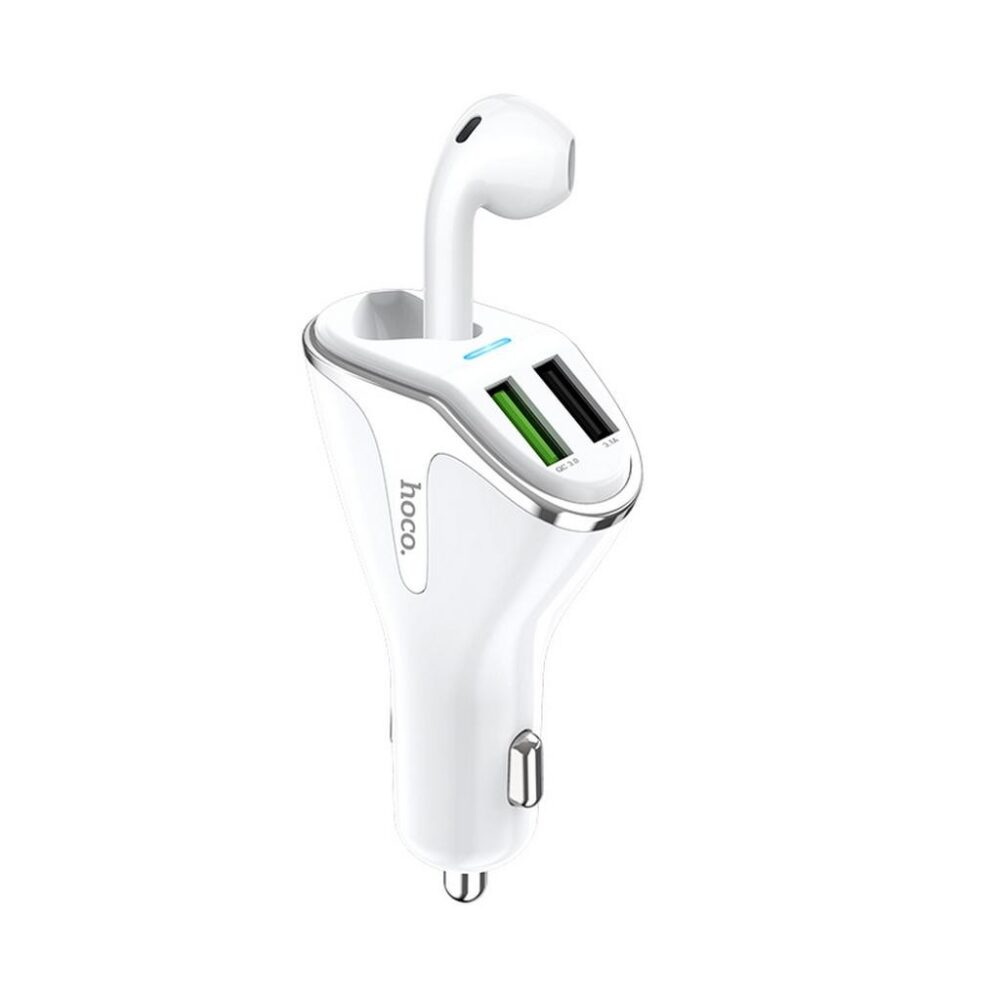 Hoco Φορτιστής Αυτοκινήτου Hoco E47 Traveller με Wireless Headset, Dual USB QC3.0 DC5V και 18W Λευκός (200-108-066)