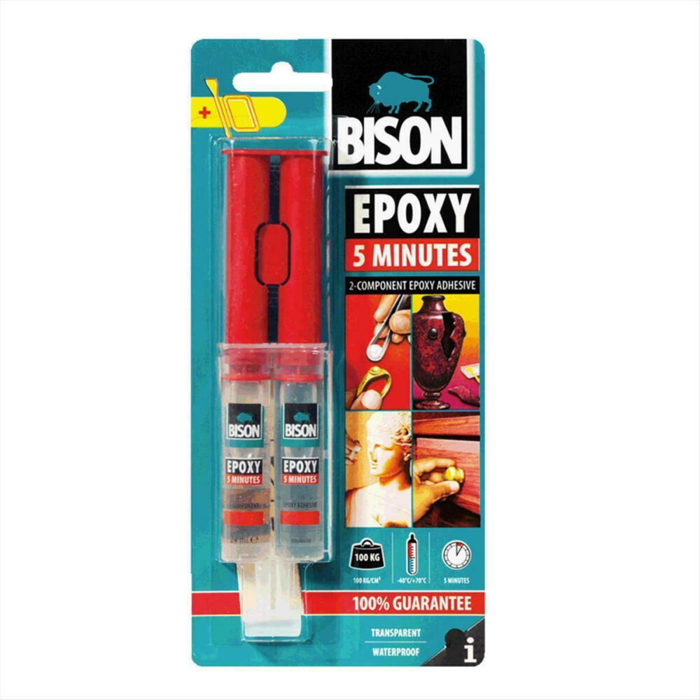 Bison 5 Minutes Εποξική Κόλλα Μετάλλων 2 Συστατικών Διάφανη 24ml